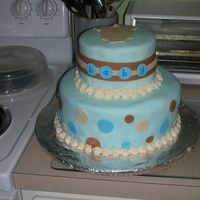 Baby Blue I made this cake as my final cake for Wilton 3 class and for a baby shower the next night. It is covered in fondant. I made it to match the...