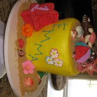 Sandbucket Cake This was for a little girl's 1st birthday. She was having a beach themed. The sand dollar on the side was removed as a personal cake...