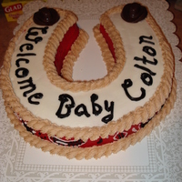 Horseshoe Bandana Cake Country theme baby shower cake, and they wanted a horseshoe. Bandana print on the side was a little tricky to do, I've been having...