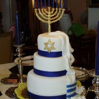 Chanukah This cake was inspired by yeastconfection who is a memeber of Cake Central..Thanks!I made this cake for a friends Chanukah party. The Talit...