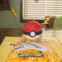 Pokemon Bowling Cake combo of pokemon and bowling fondant covered with gumpaste pins