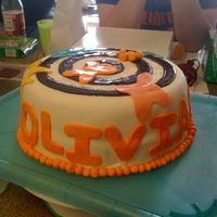 Paintball Cake Paintball cake complete with paintball, paint splatters and target.