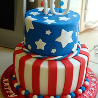 4Th Of July 70Th Birthday 8" & 6" cakes with buttercream frosting and fondant decorations. Inspired by all of the 4th of July cakes here on CC. TFL!