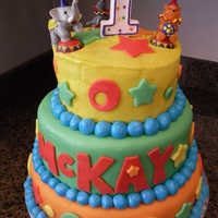Mack's Birthday My first tiered cake...made for my nephew's birthday. The bottom 2 layers are covered and decorated with fondant. The top layer was...