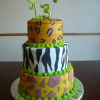 Animal Print 6-8-10 cakes, buttercream with fondant accents. This was for my daughters 13th birthday