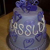 Purple Hearts Buttercream with fondant and gum paste hearts.