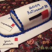 Retirement Cake MMF covered cake for a retirement party for a lady who worked for the post office. Buttercream border. Fondant accents