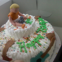 Guitar Cake fondant guitars, figure buttercream rest, horrible time with this cake.