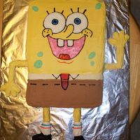 Spongebob Four sheet cakes put together to make this character. I made this for a friends' sons' 2nd bday