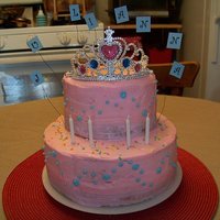 Julianna's Princess Cake Sour Cream Almond Cake with Buttercream Frosting. Made this for a friend's daughter turning 4.