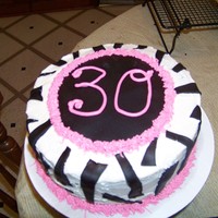 30Th Birthday With Zebra Stripes A friend requested pink and zebra stripe for her 30th birthday. Snickerdoodle cake with snickerdoodle buttercream and black fondant accents...