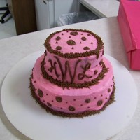 Baby Hattie A pink buttercream and chocolate frosted chocolate cake for a co-worker's baby shower.