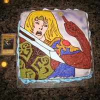 Neo The Magic Swordsman Birthday cake for my 11yo son. He brought me a card and said, "This is what I want on my cake." Hand drawn directly on cake in...