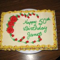 Birthday Cake Plain ole buttercream... well, cream cheese buttercream. It was a tad soft to work with, but hey, it tasted great!