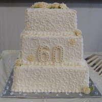 60Th Anniversary All buttercream with fondant accents and non edible rhinestones