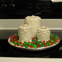 Candle Cake Cakes were baked in soup cans and iced in all buttercream.