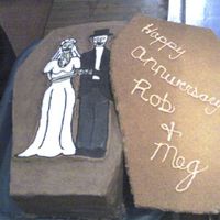 1St Anniversary On Halloween Bride and Groom Skeleton Sharing a coffin - til death do we part.