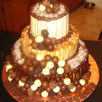 Fortieth Birtday Celebration My friend was having a chocolate theme for her 40th-6,9 and 12 inch- white chocolate with white chocolate liquer mousse fillig and white...