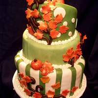 Fall Topsy Turvy I did this for a fall theme bridal shower. The original design is from Pink Cake Box. Fondant with fondant and chocolate modeling paste...