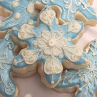 Snowflake Cookies NFSC and royal icing with super pearl luster dust.