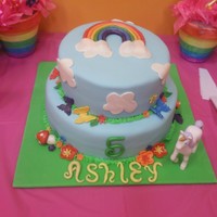 Rainbow Cake All covered in fondant.