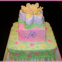 Flowers And Butterflies Marble cake with buttercream. Gumpaste flowers.