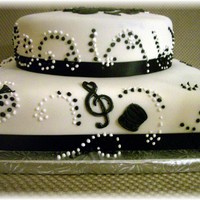 Black & White Musical Instruments Covered with fondant.