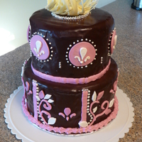Pink And Brown Birthday Cake Amaretto Chocolate Chip and Banana Chocolate Cake with Chocolate Hazelnut Filling and covered in Chocolate Ganache. First time using...