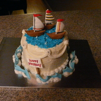 Sail Boats Cookies n cream cake iced in BC with fondant and with gumpaste boats and accents