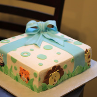 Jungle Themed Baby Shower Cake Baby shower cake butter cream with fondant accents