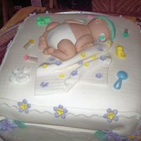 Shhhhhh..babys Sleeping The Baby, diaper, hat, binky and blanket that the baby is clutching are all made from fondant .. The smaller elements such as the white...