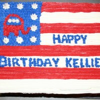 Republican Birthday Birthday cake for a GOP member with the GOP elephant combined with the American flag.