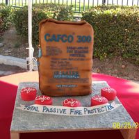 Corporate Grand Opening Cake This cake was done for the Cafco Company. They make bags of fire resistant material. So this cake was a replica of the their product.
