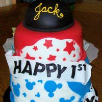 "mouse Ears" This was inspired by another cake on this site, thanks for your idea! A cake for a child's first birthday. The hat is a cake, ears are...