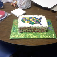 Us Map Made for a friends moving away party. WASC with raspberry BC filling, BC frosting and BC transfer.