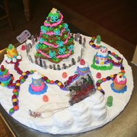 Happy Wholidays My 11yr old made this for a Boys and Girls Club charity gingerbread auction. Everything is edible (gingerbread, candy and RI) except the...