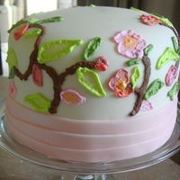Flower Brush Embroidery Cake I made this cake for my daughter's 1st birthday studio photos. I made it to match her dress. I messed up on the tree branches- I piped...