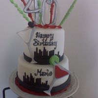 Martini Themed 40Th Bday Fondant covered cake with fondant details. Inspired by Pink Cake Box. The lettering was printed onto the cake with edible marker and I went...