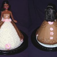 1St Doll Cake I had fun with this one. I wish I had time to bake another cake to go underneath so I would not have had to take the legs off the barbie...