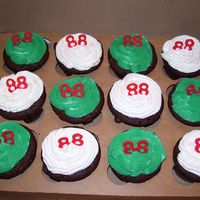 Dale Earnhardt Jr Cupcakes These are chocolate cupcakes with cream cheese icing. The 88's are made of fondant. Thanks for looking!