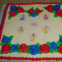 Princess & Flowers This is a birthday cake for my niece who turned 6. The princess pics are from wilton and my flowers actually look like flowers which I was...