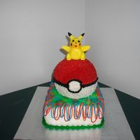 Pokemon I used the sports ball pan to make the ball and shped Pikachu from some fondant the rest is B/C