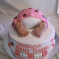 Girl Baby Rump Cake Had alot of fun making this one. Hate that the lighting makes the pink look peach but over all think I did pretty good for my 1st time.