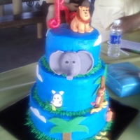 Boy Jungle Baby Shower This was for my best friends baby shower, all buttercream and animals made out of fondant. One of my favorite cakes.