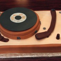 Old School Record Player Cake Carrot Cake w/ Cream Cheese icing & fondant (version 1....before a little "incident" was without chocolate microphones. As a...