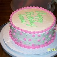 Annie's 12Th Birthday Cake I made this for my sister's 12th birthday. 2 layer, 1/2 yellow cake and 1/2 devils food. Frosted in buttercream.