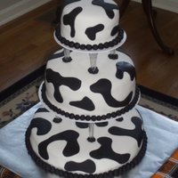 Cow Wedding Cake This is a three-tiered fondant covered cake with black spots made for my sister's cow themed wedding with coordinating colors. This is...