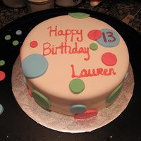 Polka-Dot Birthday Cake I was asked to make a cake for a Polka-dot birthday party. I used fondant for the cake and the dots too.