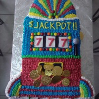 Slot Machine Cake This cake was made for my bosses mom's 89th birthday. She loves to gamble. Buttercream cake with some fondant accents, skittles and...