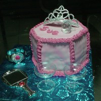 Sue's Princess Cake Fondant cake with purchased tiara, mirror, ring and accessories.